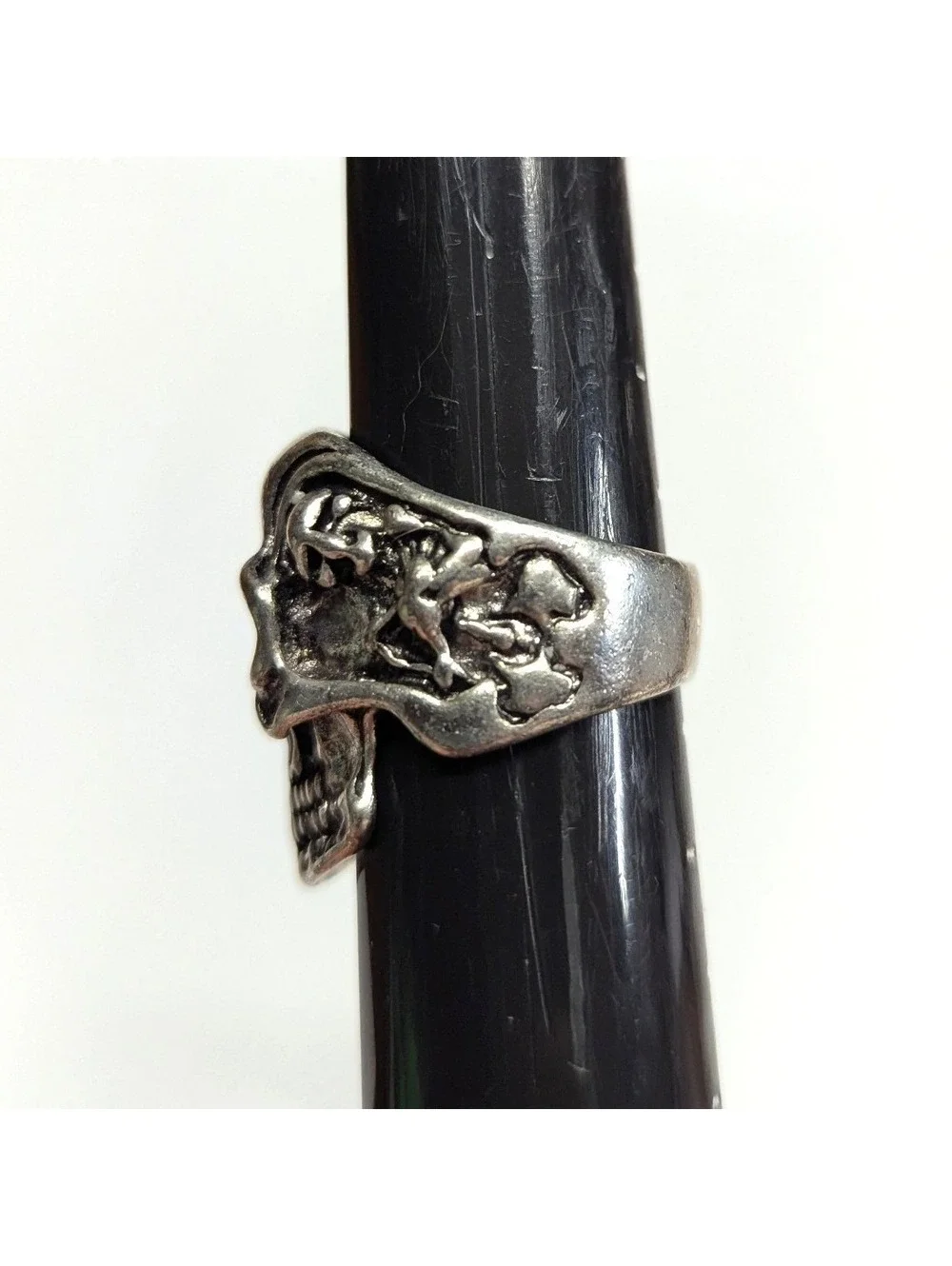 Vintage New Skull Ring Unisex Big Mens Plus Size 11 SilverTone Gothic Biker